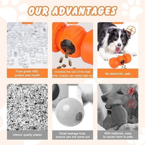 Interactive Dog Toy, Orange Rolling Treat Dispenser Slow Feeder Puzzle w Squeaky - Picture 15 of 16